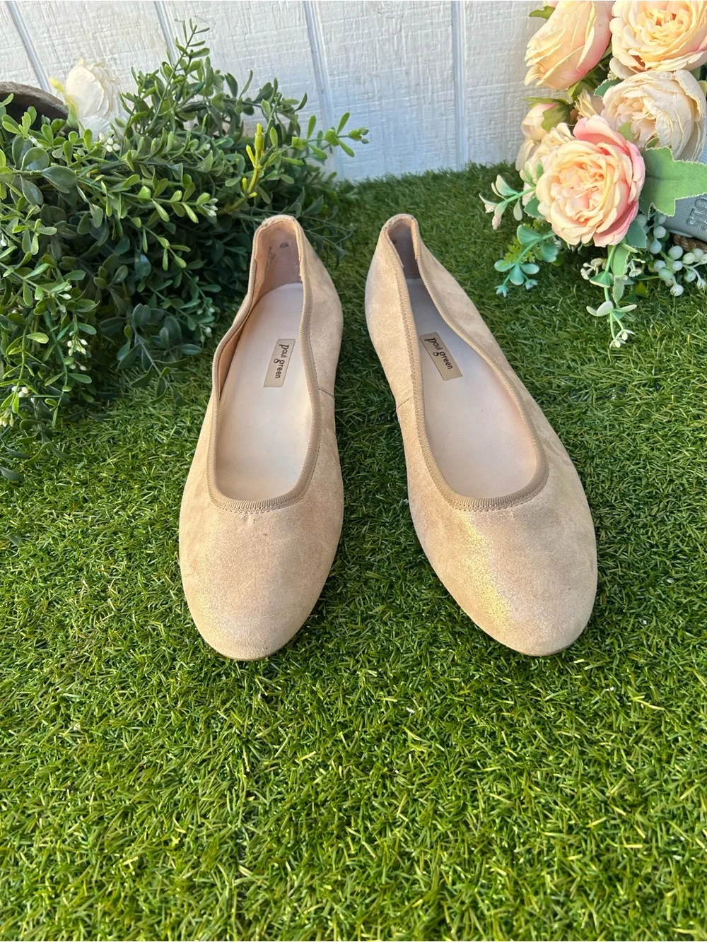 Paul Green Ursula Ballet Flat In Cashmere Suede Metallic women size US 9 $398